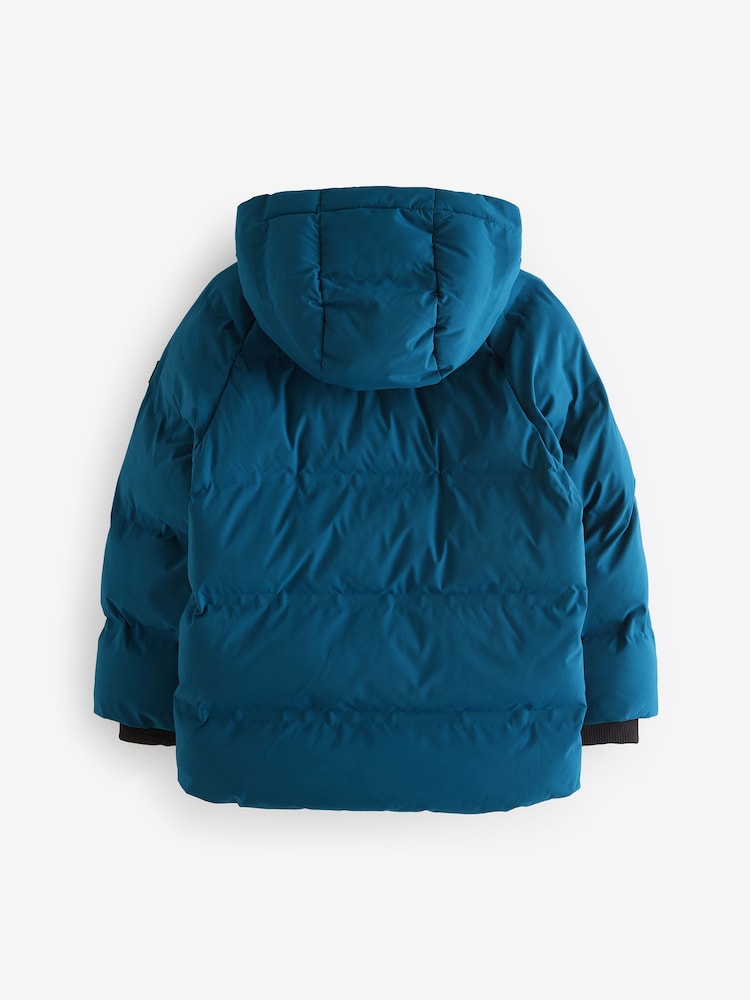 Cobalt Blue Regular Fabric Fleece Lined Hooded Padded Puffer Jacket (3-16yrs) - Image 8 of 15