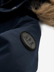 Navy Blue Faux Fur Trim Hooded Padded Parka Coat (3-16yrs) - Image 6 of 7