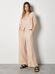 Apricot Natural Pinstripe Wide-Leg Trousers - Image 1 of 4