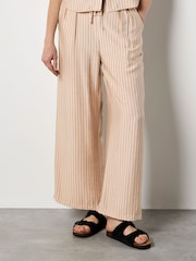 Apricot Natural Pinstripe Wide-Leg Trousers - Image 2 of 4