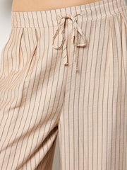 Apricot Natural Pinstripe Wide-Leg Trousers - Image 3 of 4