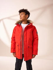 Orange Faux Fur Trim Hooded Padded Parka Coat (3-16yrs) - Image 1 of 11