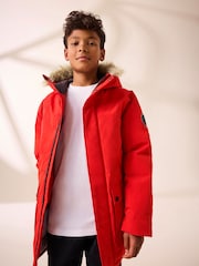 Orange Faux Fur Trim Hooded Padded Parka Coat (3-16yrs) - Image 2 of 11