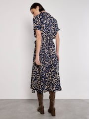 Apricot Blue Scattered Squares Shirt Midi Dress - Image 3 of 5