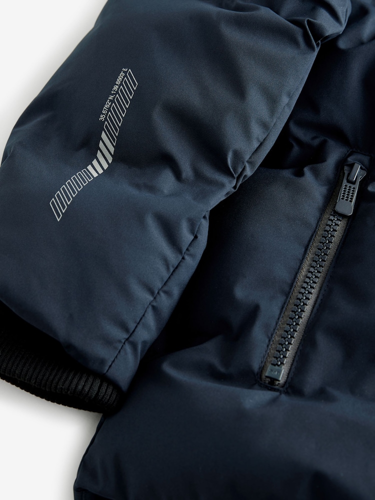 Navy Fleece Lined Hooded Padded Puffer Jacket (3-17yrs) - Image 10 of 12