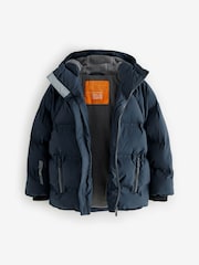 Navy Fleece Lined Hooded Padded Puffer Jacket (3-17yrs) - Image 2 of 12