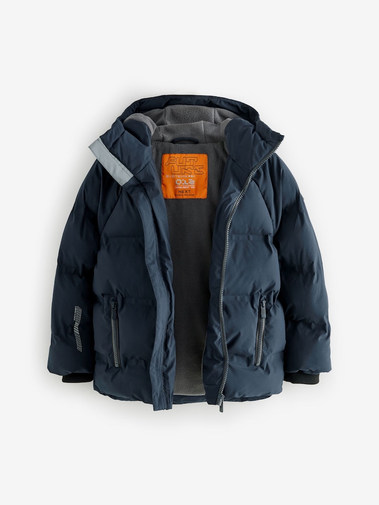 Navy Fleece Lined Hooded Padded Puffer Jacket (3-17yrs) - Image 2 of 12