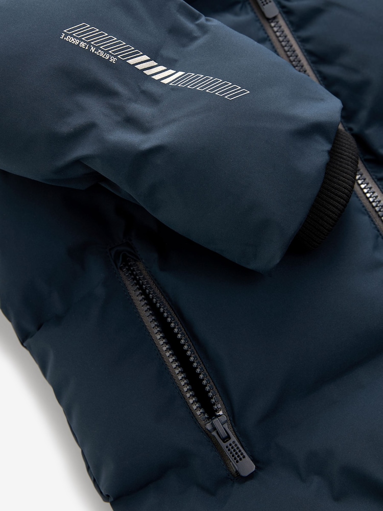 Navy Fleece Lined Hooded Padded Puffer Jacket (3-17yrs) - Image 5 of 12