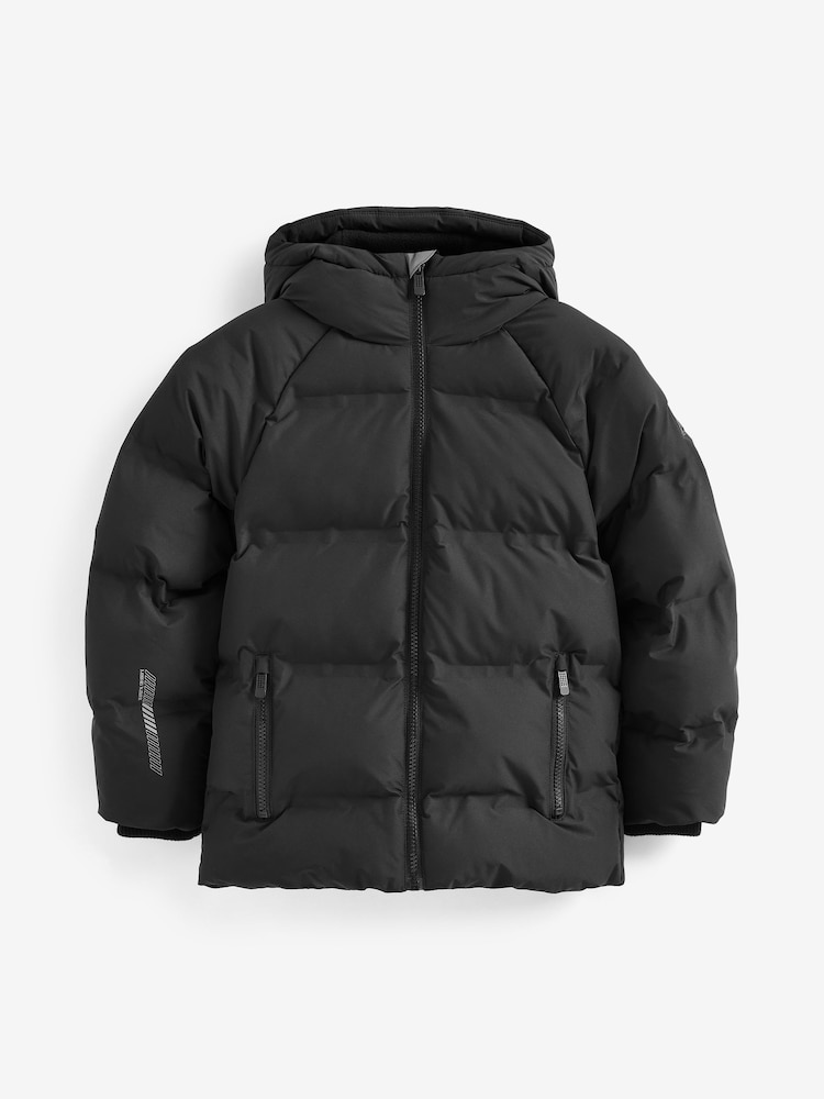 Black Regular Fabric Fleece Lined Hooded Padded Puffer Jacket (3-17yrs) - Image 1 of 10
