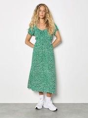Verde - Apricot Spot Print Milkmaid Midi Dress - Imagen 1 de 4