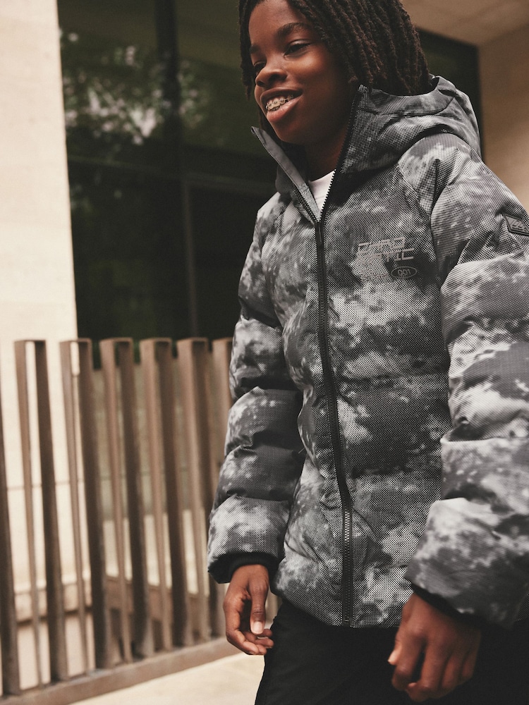 Grey Fleece Lined Hooded Padded Puffer Jacket (3-17yrs) - Image 2 of 10