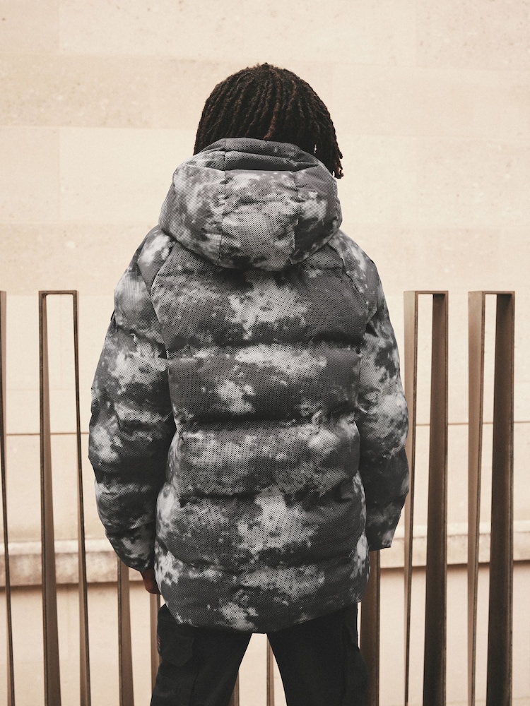 Grey Fleece Lined Hooded Padded Puffer Jacket (3-17yrs) - Image 5 of 10