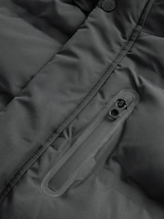 Black Waterproof Longline Fleece Lined Puffer Coat (3-17yrs) - Image 11 of 12