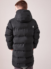Black Waterproof Longline Fleece Lined Puffer Coat (3-17yrs) - Image 4 of 12