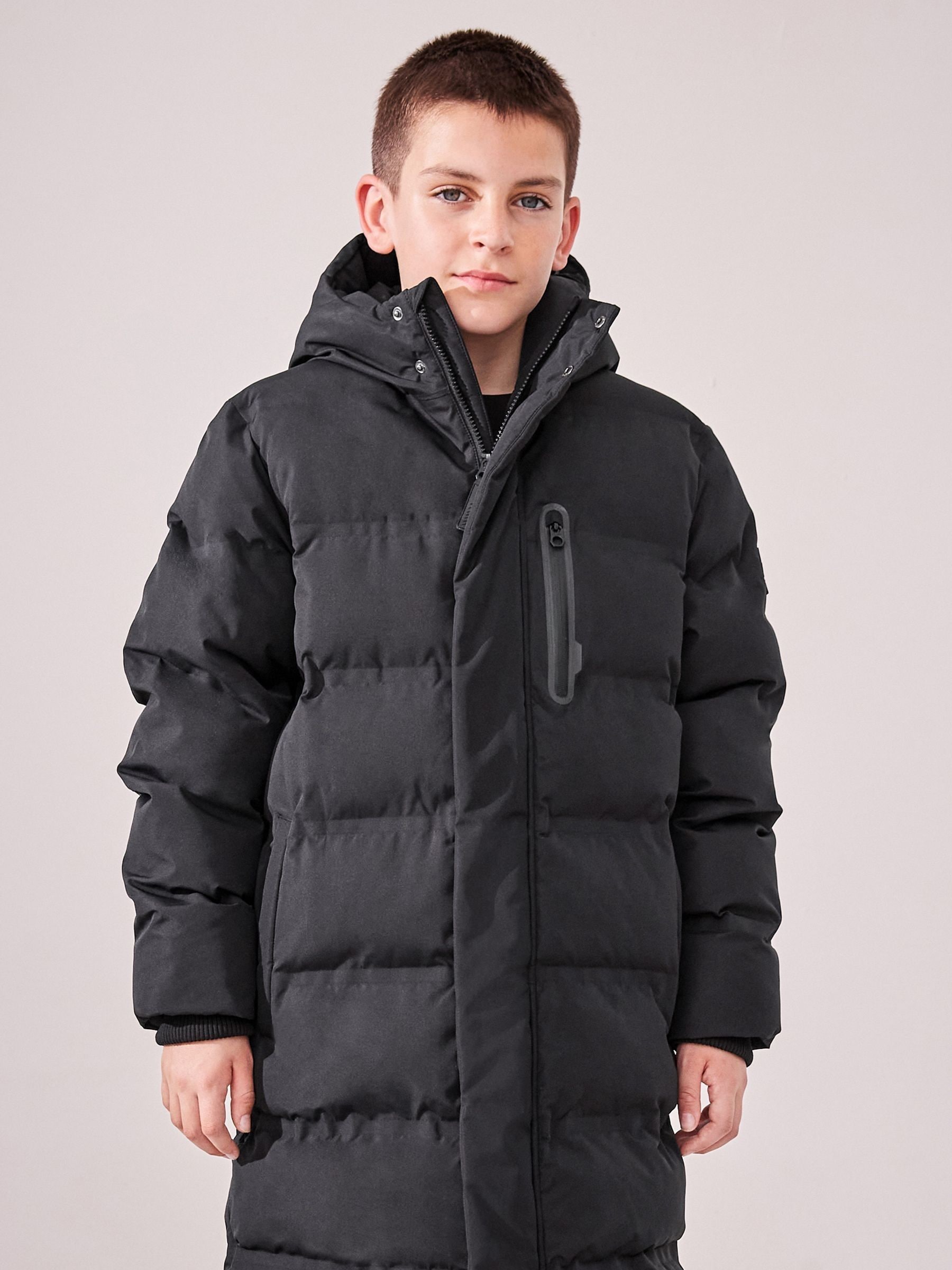 Buy Black Waterproof Longline Fleece Lined Puffer Coat 3 17yrs from Next Germany