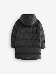 Black Waterproof Longline Fleece Lined Puffer Coat (3-17yrs) - Image 7 of 12