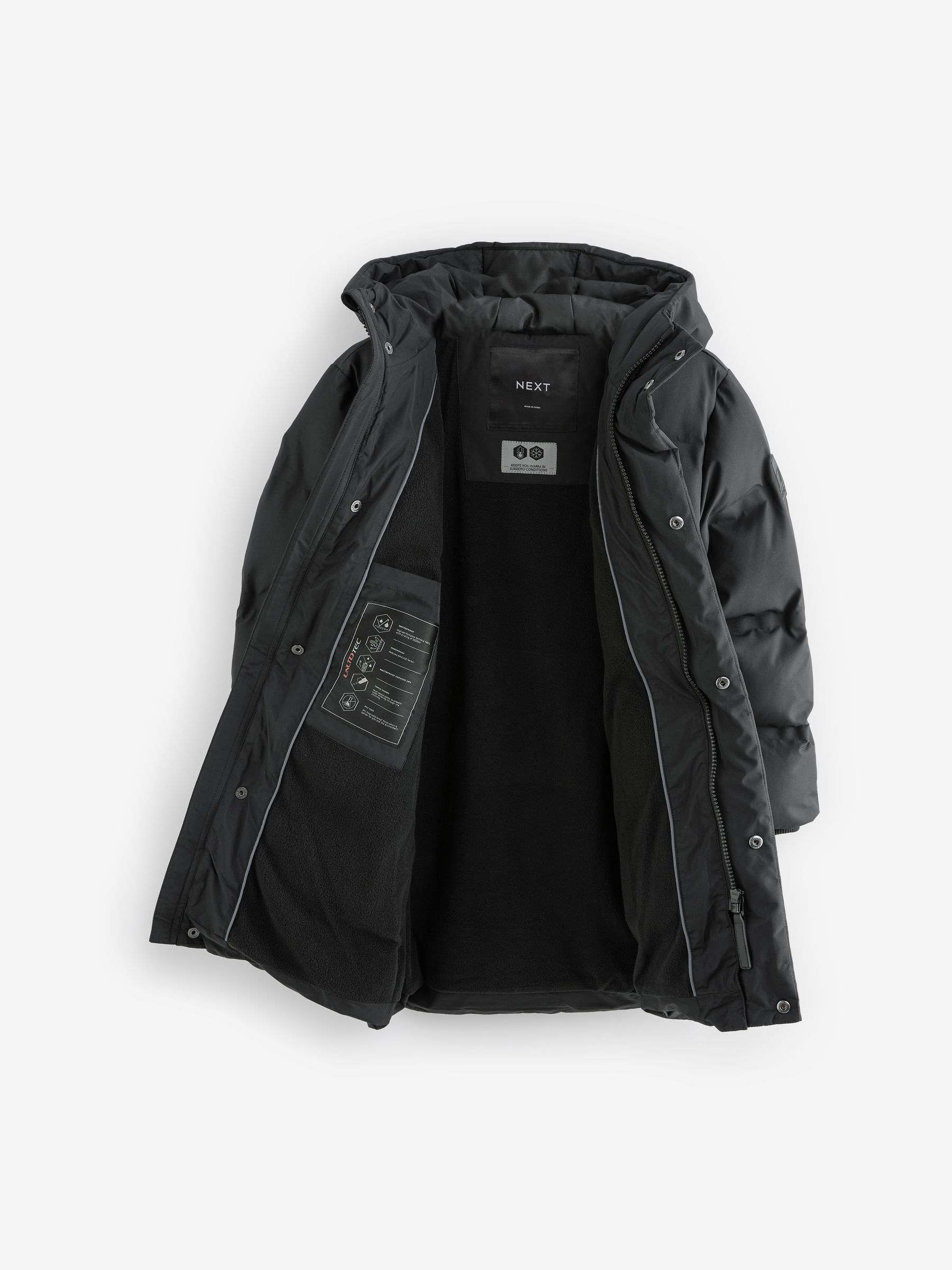 Kaufe Sie Schwarz Waterproof Longline Fleece Lined Puffer Coat 3 17yrs bei Next Deutschland
