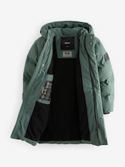 Sage Green Waterproof Longline Fleece Lined Puffer Coat (3-17yrs) - Image 10 of 15