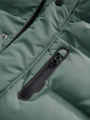 Sage Green Waterproof Longline Fleece Lined Puffer Coat (3-17yrs) - Image 14 of 15