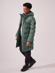 Sage Green Waterproof Longline Fleece Lined Puffer Coat (3-17yrs) - Image 5 of 15