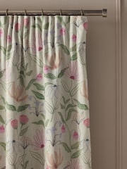 Multi Floral Print Touch of Linen Pencil Pleat Blackout/Thermal Curtains - Image 2 of 6