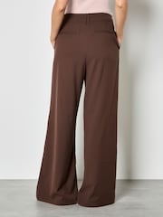 Apricot Brown Pleat Detail Wide-Leg Trousers - Image 2 of 4