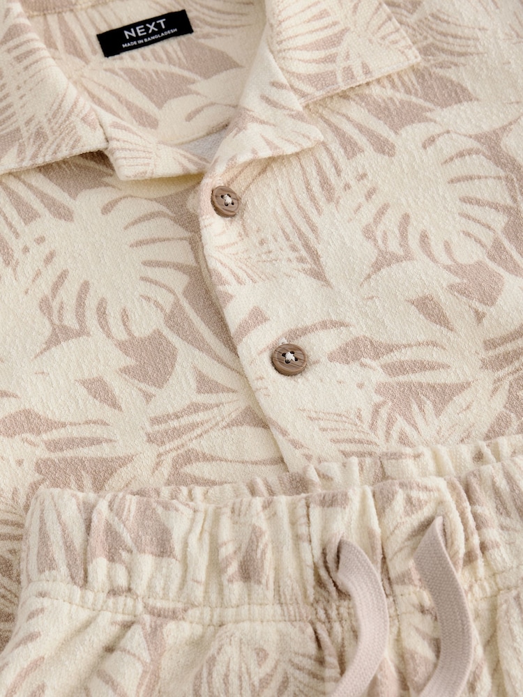 Ecru White Short Sleeve Pattern 100% Cotton Shirt and Shorts Set (3mths-7yrs) - Image 3 of 3 Ecru White Short Sleeve Pattern 100% Cotton Shirt and Shorts Set (3mths-7yrs) - Image 3 of 3