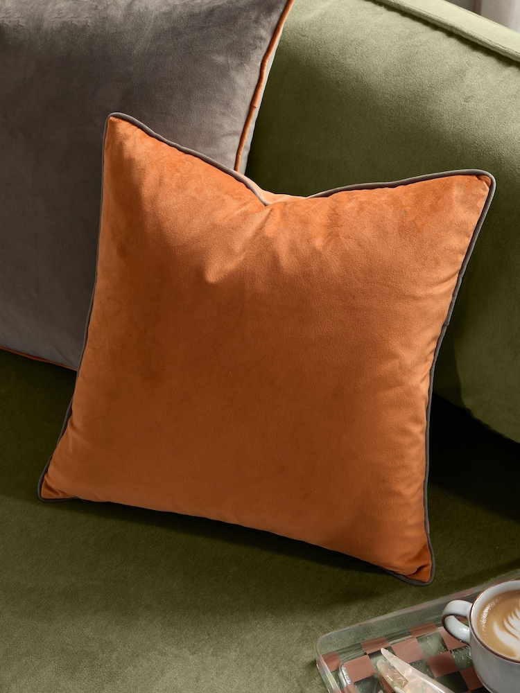 Furn Orange Meridian Velvet 45cm X 45cm Cushion Cover - Image 1 of 5 Furn Orange Meridian Velvet 45cm X 45cm Cushion Cover - Image 1 of 5