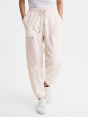 Reiss Cream Maja Cotton Blend Tracksuit Bottoms - Image 1 of 5