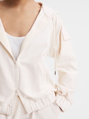 Reiss Cream Maja Cotton Blend Tracksuit Top - Image 1 of 5