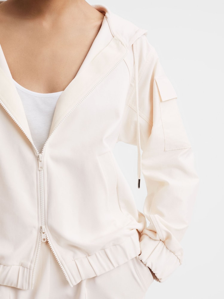Reiss Cream Maja Cotton Blend Tracksuit Top - Image 1 of 5