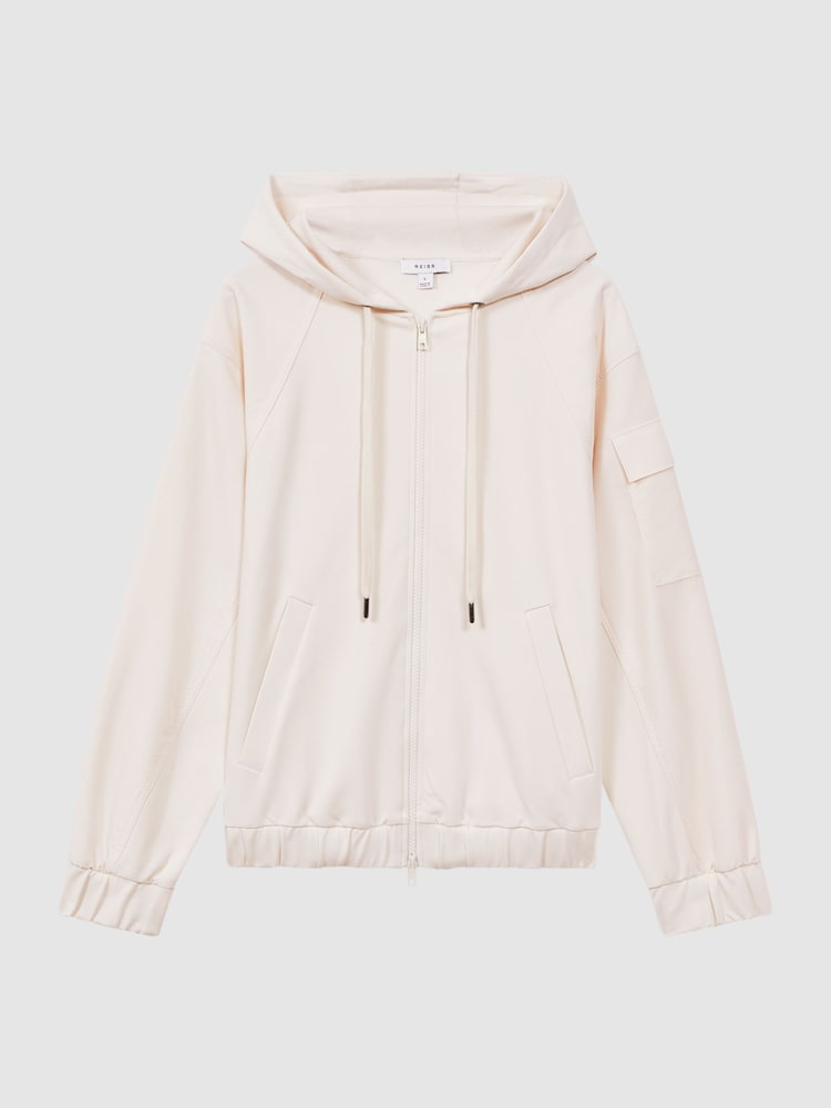 Reiss Cream Maja Cotton Blend Tracksuit Top - Image 2 of 5 Reiss Cream Maja Cotton Blend Tracksuit Top - Image 2 of 5