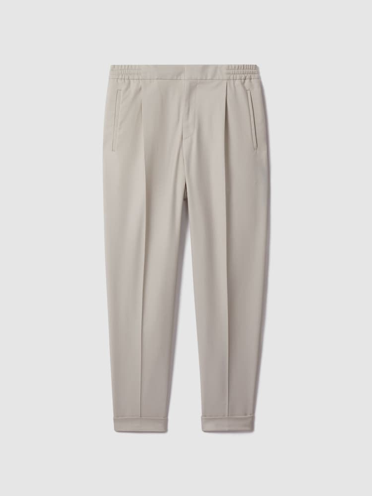 Reiss Stone Brighton Relaxed Drawstring Trousers with Turn-Ups - Image 2 of 5