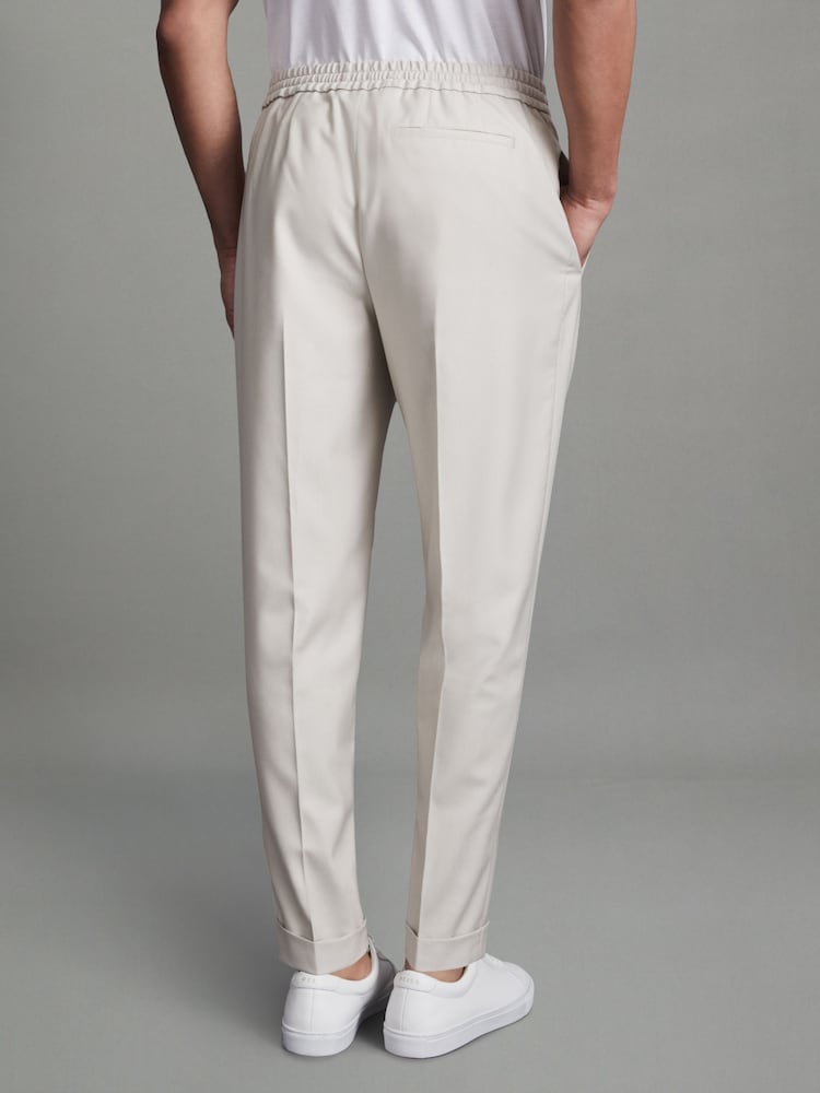 Reiss Stone Brighton Relaxed Drawstring Trousers with Turn-Ups - Image 5 of 5