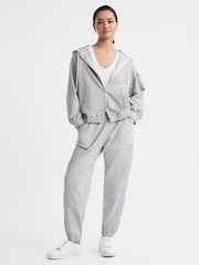 Reiss Grey Maja Cotton Blend Tracksuit Top - Image 3 of 5