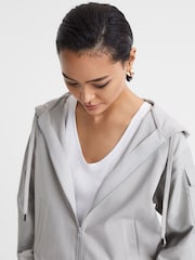 Reiss Grey Maja Cotton Blend Tracksuit Top - Image 4 of 5