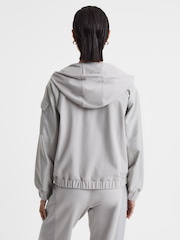 Reiss Grey Maja Cotton Blend Tracksuit Top - Image 5 of 5