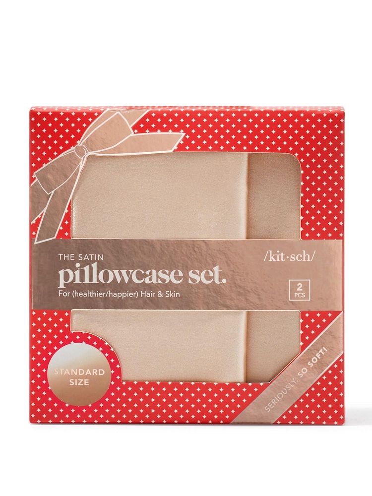 Kitsch Gold Champagne Standard Satin Pillowcase Duo Gift Set (Worth £32) - Image 1 of 5