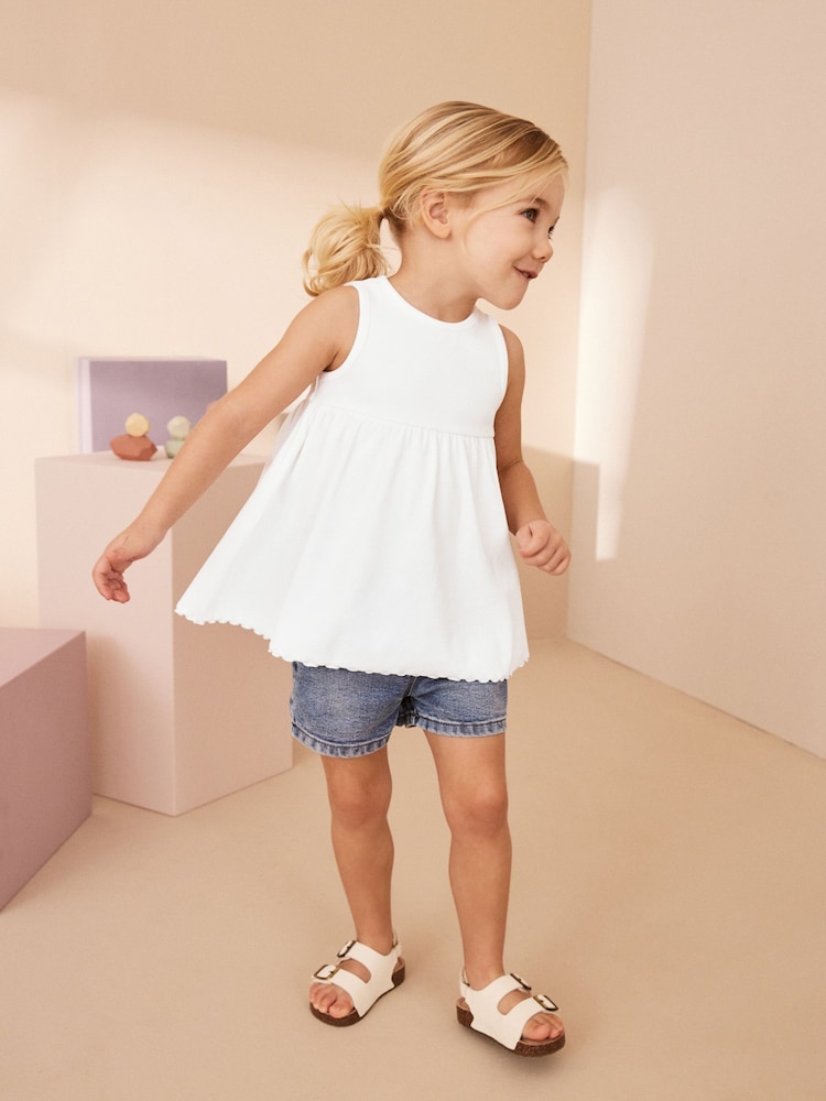 White Peplum Ribbed Vest (3mths-7yrs) - Image 2 of 7 White Peplum Ribbed Vest (3mths-7yrs) - Image 2 of 7