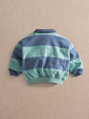 Mamas & Papas Green Stripe Polo Collar Sweatshirt - Image 2 of 4