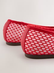 Coral Pink Forever Comfort® Round Toe Mesh Ballerina Flats - Image 10 of 10