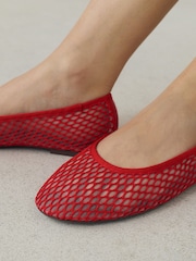 Coral Pink Forever Comfort® Round Toe Mesh Ballerina Flats - Image 3 of 10
