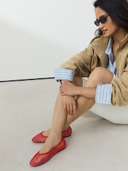 Coral Pink Forever Comfort® Round Toe Mesh Ballerina Flats - Image 5 of 10
