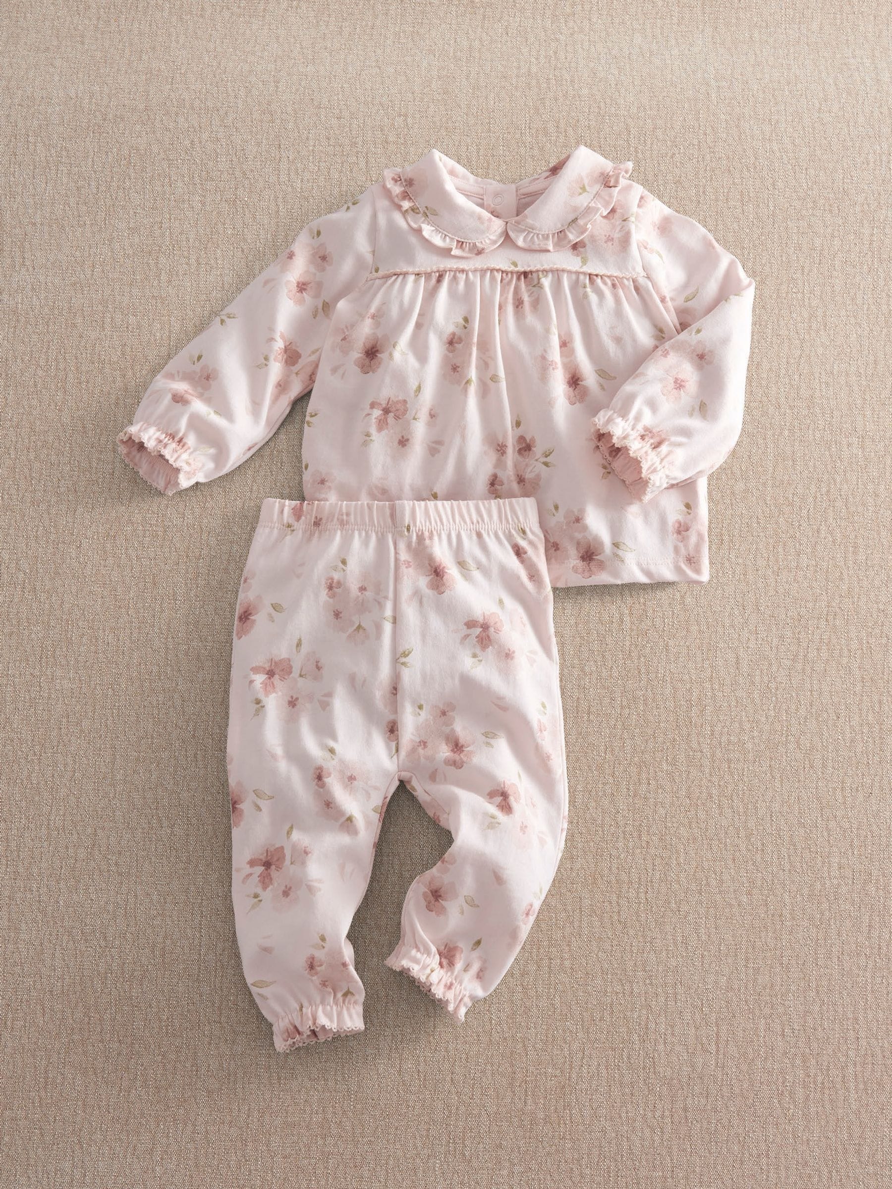 Mamas & Papas Baby Girls Jersey Watercolour Floral Pyjamas - Image 3