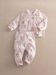 Mamas & Papas Pink Jersey Watercolour Floral Pyjamas - Image 1 of 4