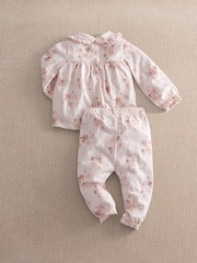 Mamas & Papas Pink Jersey Watercolour Floral Pyjamas - Image 2 of 4