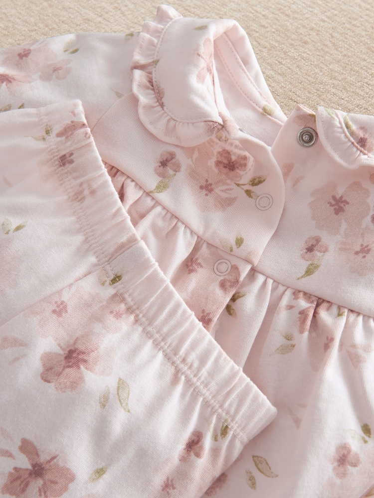 Mamas & Papas Pink Jersey Watercolour Floral Pyjamas - Image 4 of 4 Mamas & Papas Pink Jersey Watercolour Floral Pyjamas - Image 4 of 4