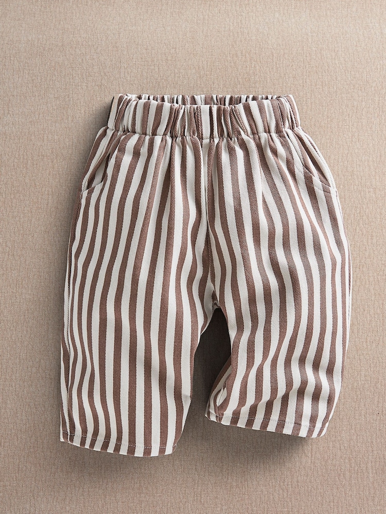 Mamas & Papas Brown Clay & Cream Stripe Trousers - Image 1 of 4
