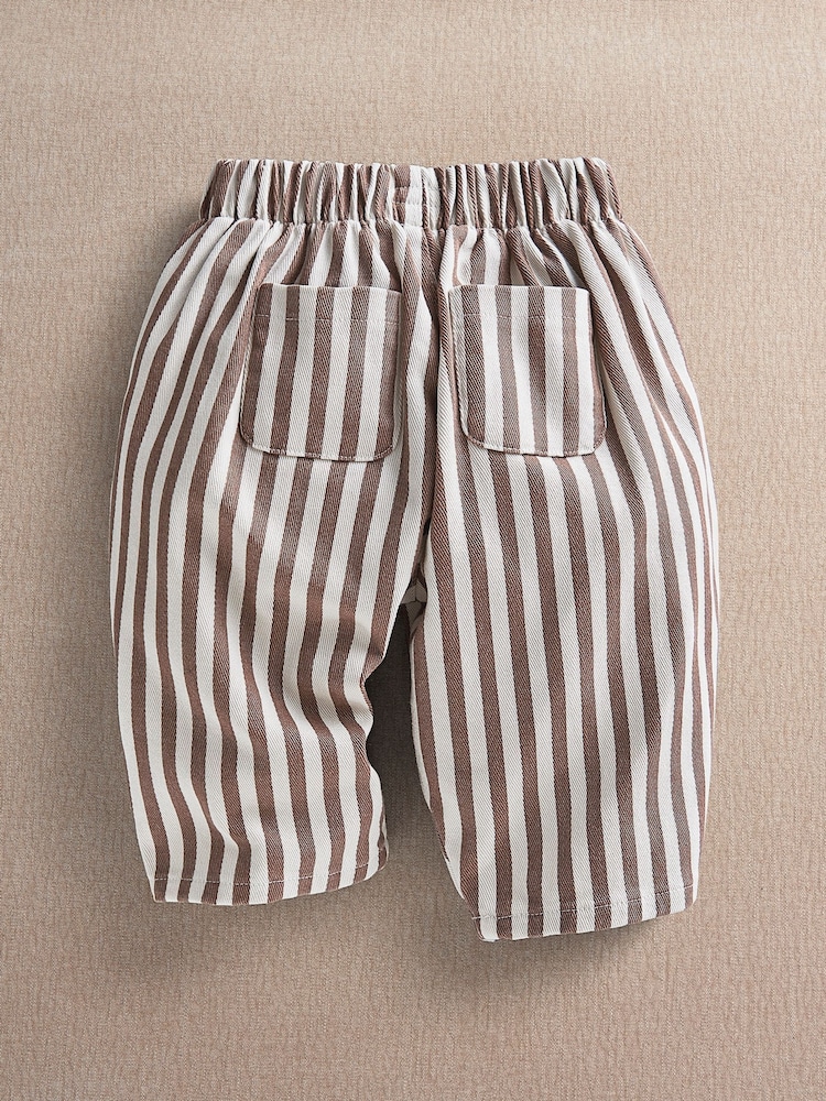 Mamas & Papas Brown Clay & Cream Stripe Trousers - Image 2 of 4