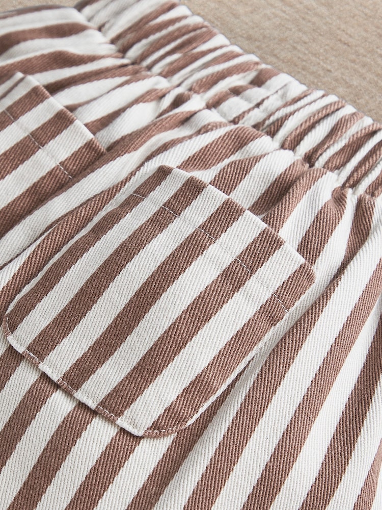 Mamas & Papas Brown Clay & Cream Stripe Trousers - Image 4 of 4
